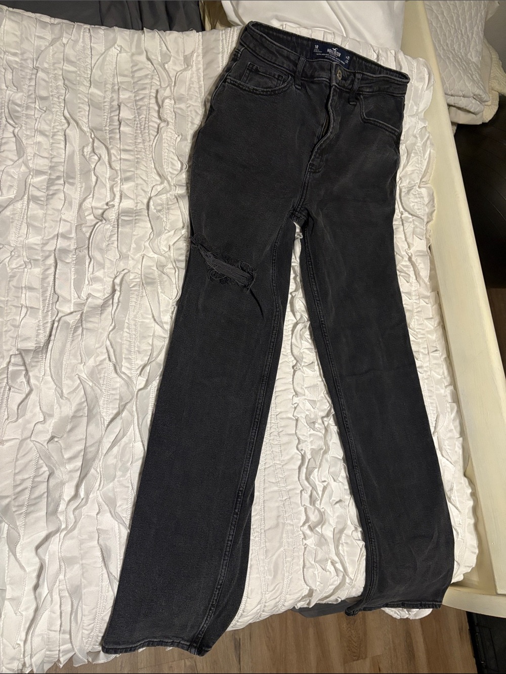 Hollister Black Distressed Straight Leg Jeans